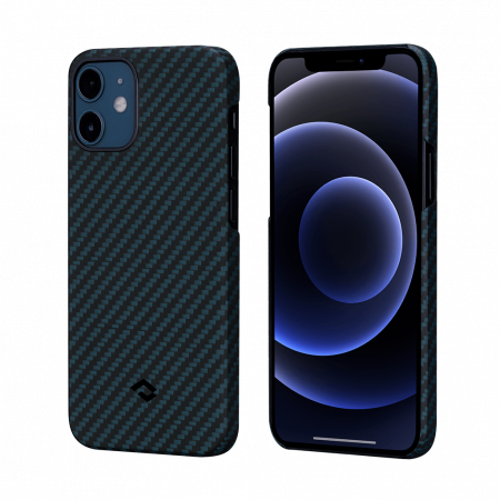 Чехол Pitaka MagEZ Case для iPhone 12 mini 5.4", черно-синий, кевлар (арамид)