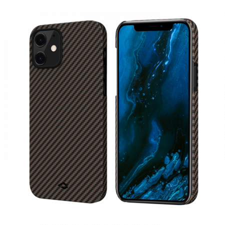 Чехол Pitaka MagEZ Case для iPhone 12 mini 5.4", черно-коричневый, кевлар (арамид)