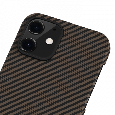 Чехол Pitaka MagEZ Case для iPhone 12 mini 5.4", черно-коричневый, кевлар (арамид)