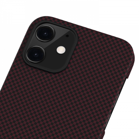 Чехол Pitaka MagEZ Case для iPhone 12 mini 5.4", черно-красный (шахматное плетение), кевлар (арамид)