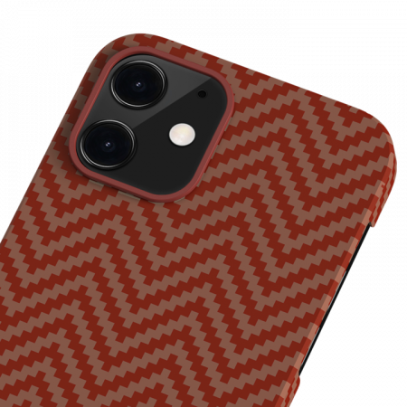Чехол Pitaka MagEZ Case для iPhone 12 mini 5.4", красно-оранжевый, кевлар (арамид)