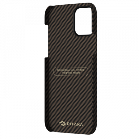 Чехол Pitaka MagEZ Case для iPhone 12 Pro Max 6.7", черно-коричневый, кевлар (арамид)