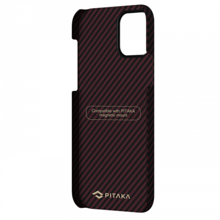 Чехол Pitaka MagEZ Case для iPhone 12 Pro Max 6.7", черно-красный, кевлар (арамид)