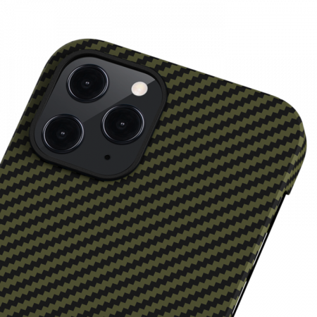 Чехол Pitaka MagEZ Case для iPhone 12 Pro Max 6.7", черно-зеленый, кевлар (арамид)