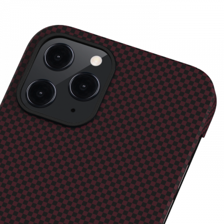Чехол Pitaka MagEZ Case для iPhone 12 Pro Max 6.7", черно-красный (шахматное плетение), кевлар (арамид)