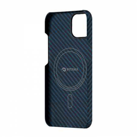 Чехол Pitaka MagEZ Case 2 для iPhone 13 6.1", черно-синий, кевлар (арамид)
