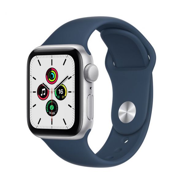 Apple Watch SE 44mm Silver Aluminum Case with Abyss Blue Sport Band