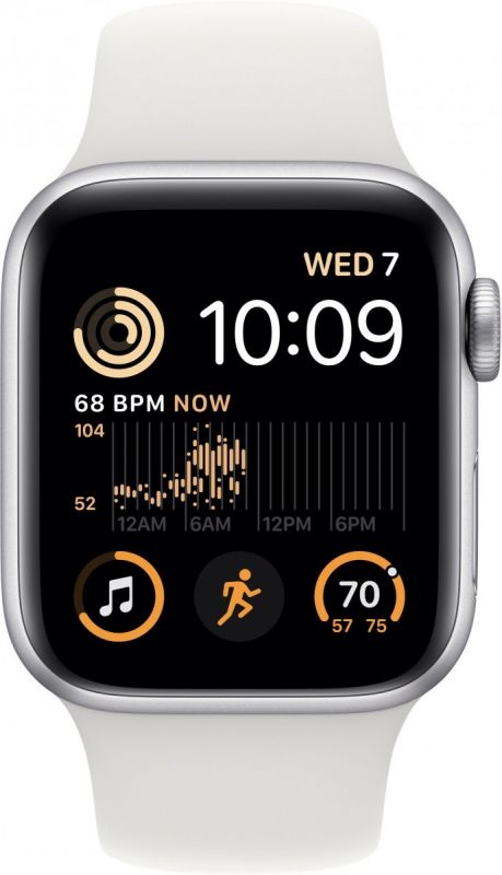 Apple Watch SE 2 44mm Silver Aluminum Case with White Sport Band