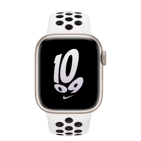 Apple Watch Series 8 45mm Starlight Aluminum Case with Summit White/Black Nike Sport Band