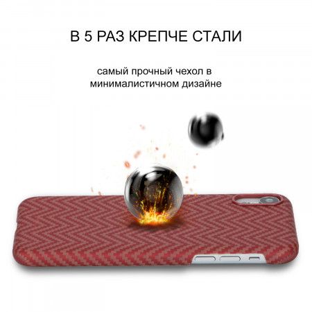 Чехол PITAKA MagEZ Case для iPhone Xr красно-оранжевый в полоску, кевлар (арамид)