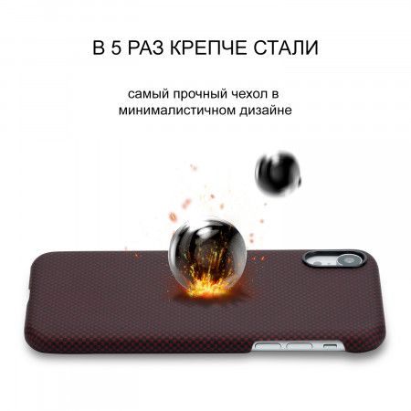 Чехол PITAKA MagEZ Case для iPhone Xr шахматное плетение черно-красный, кевлар (арамид)