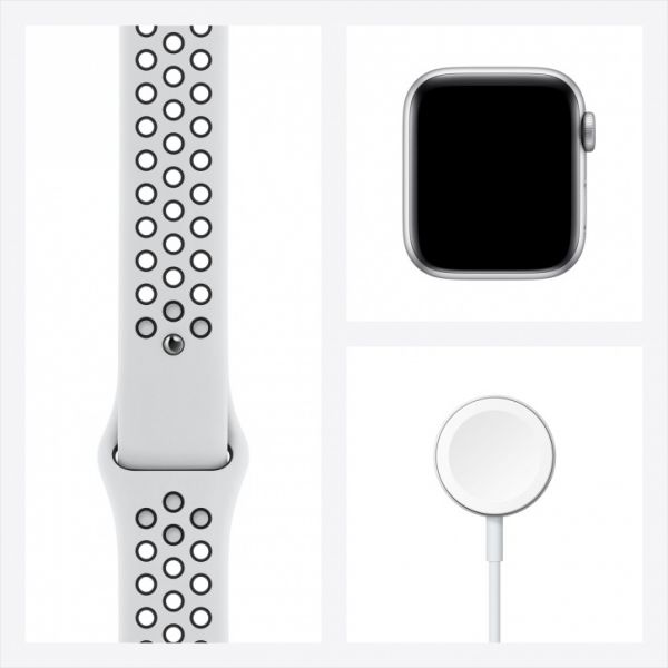 Apple Watch S6 44mm Silver Aluminum Case/ Pure Platinum/Black NIKE Sport Band